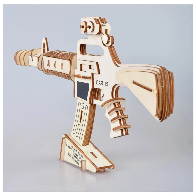 DIY AK47 Submachine Gun Model Toy For Boys Handmade Wooden Puzzle Guns Toys Wood Crafts Assembly Building Kit Military Gifts | Игрушки и