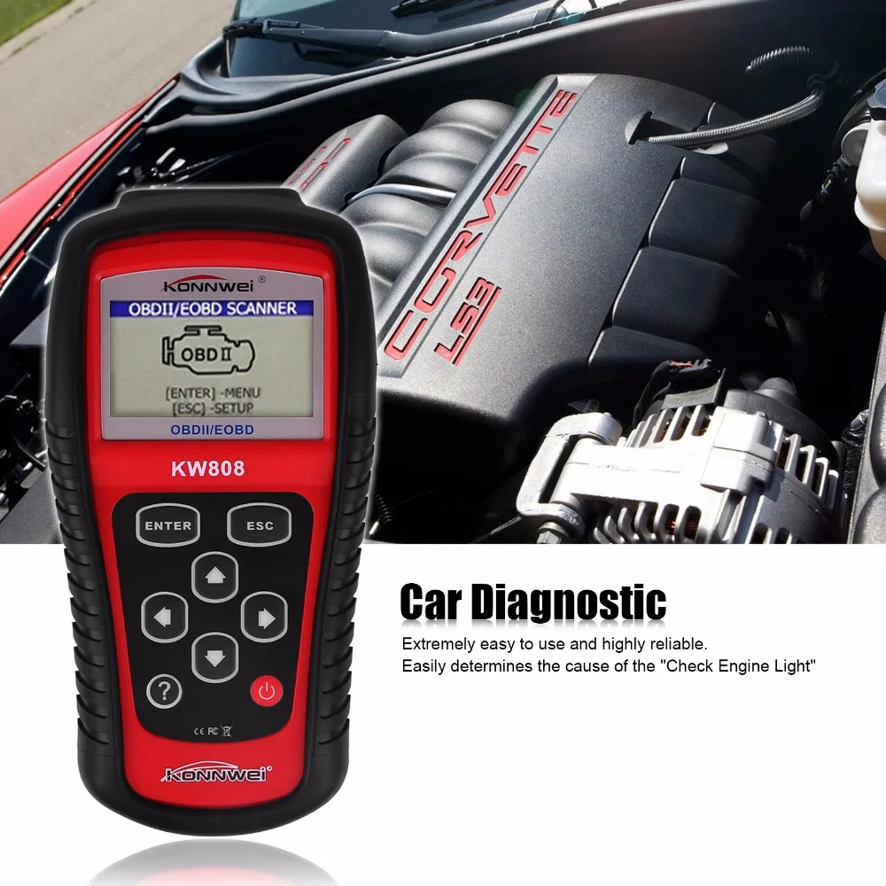Автомобильный сканер OBD2 KW808 Anto диагностический считыватель кодов EOBD проверка