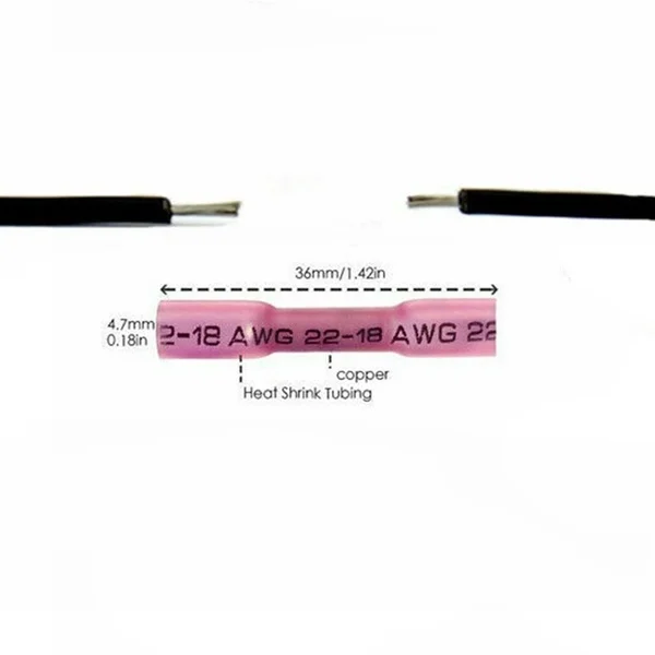 

50/100pcs Butt Splice Sleeve Heat Shrink Copper Wire Connectors Terminals 22-12AWG terminals for wire butt splice