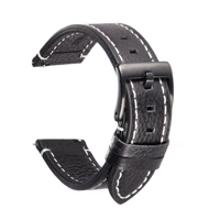 quick release leather watchband italian genuine leather black brown black man women handmade wrist watch band strap metal buckle