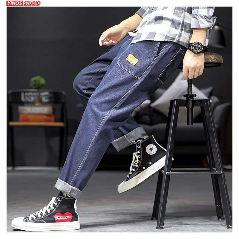 Прямая поставка Осенние японские мужские плотные штаны однотонные уличные с