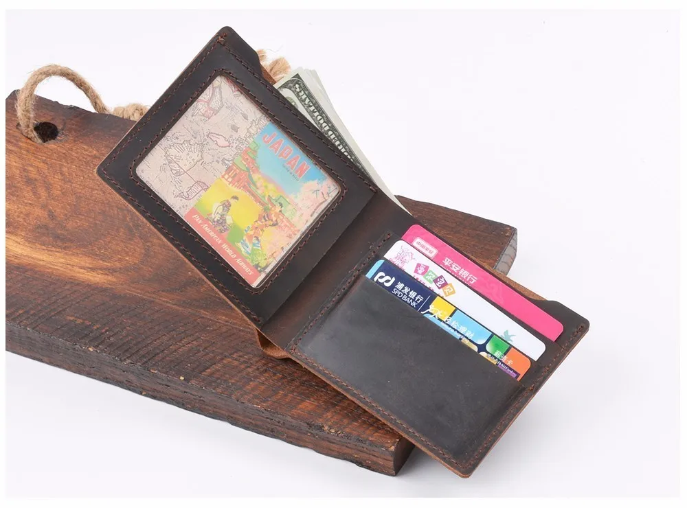 Кошельки из натуральной коровьей кожи, двойной кошелек, Ретро стиль, Crazy Horse, кожаные мужские кошельки на кнопке, Ретро стиль, карман для монет, мужские кошельки