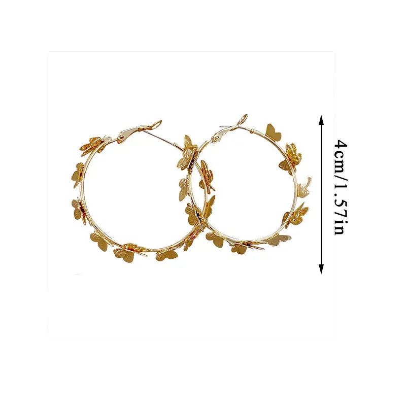

Personality Jewelry Hoop Earrings Circle Ear Decoration Women Earring Piercing Butterfly Circle Hoop Earrings Party Gifts
