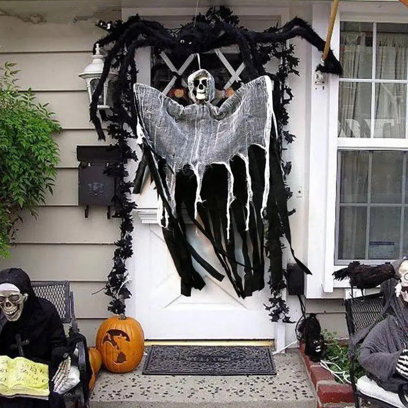 Череп подвесной Призрак для дома с привидениями Grim Reaper ужас Дверь Декор Хэллоуин