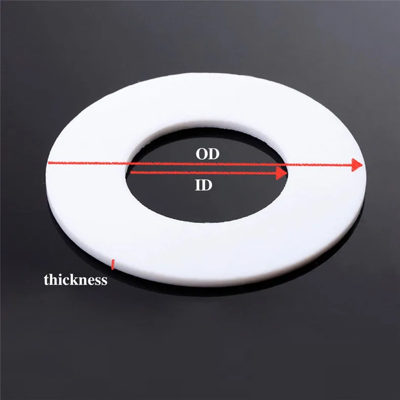 100x PTFE прокладки плоские шайбы прокладка ID 2 мм-ID 3,15 мм 0,2/0,3/0,5/0,6/0,7/0,8/1 мм толстые Жаростойкие кольца прокладка белый