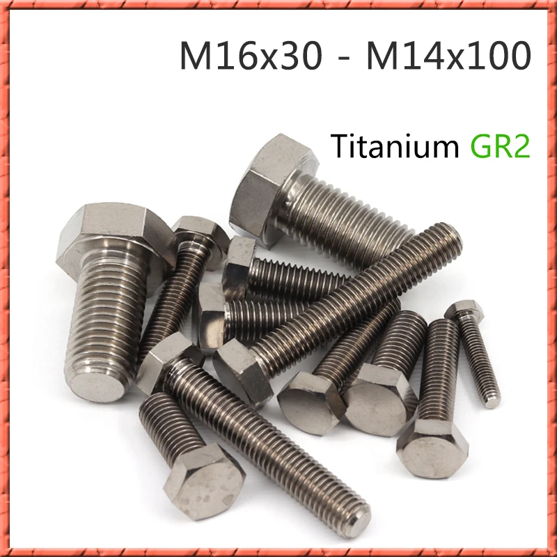 10 шт./лот din933 титановый внешний шестигранный яркий болт m16 * 30/35/40/45 ~ 100 мм внешняя