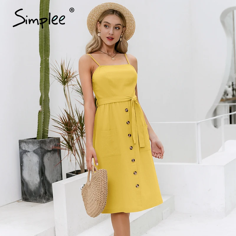 Simplee повседневное летнее платье на тонких бретельках шикарное однотонное