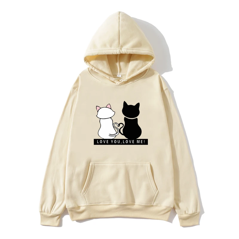 

Lovers romantic Anime Hoodies Women Sweatshirt spring&Autumn Long Sleeve Hoodies Harajuku Hoodie Cute Cat Print Women Streetwear