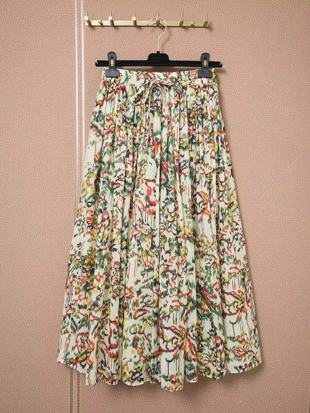 

Runway Vintage Floral Print Midi Skirts Women Summer Elegant High Waist A-line Top Skirt Popular Femme 2021