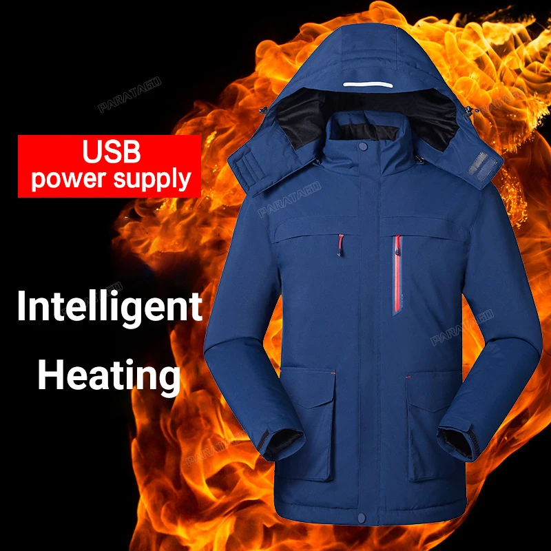 

Winter Intelligent Heating Jacket USB Charging Men Heated Coat Outdoor Male Fleece Windproof Climbing Clothing