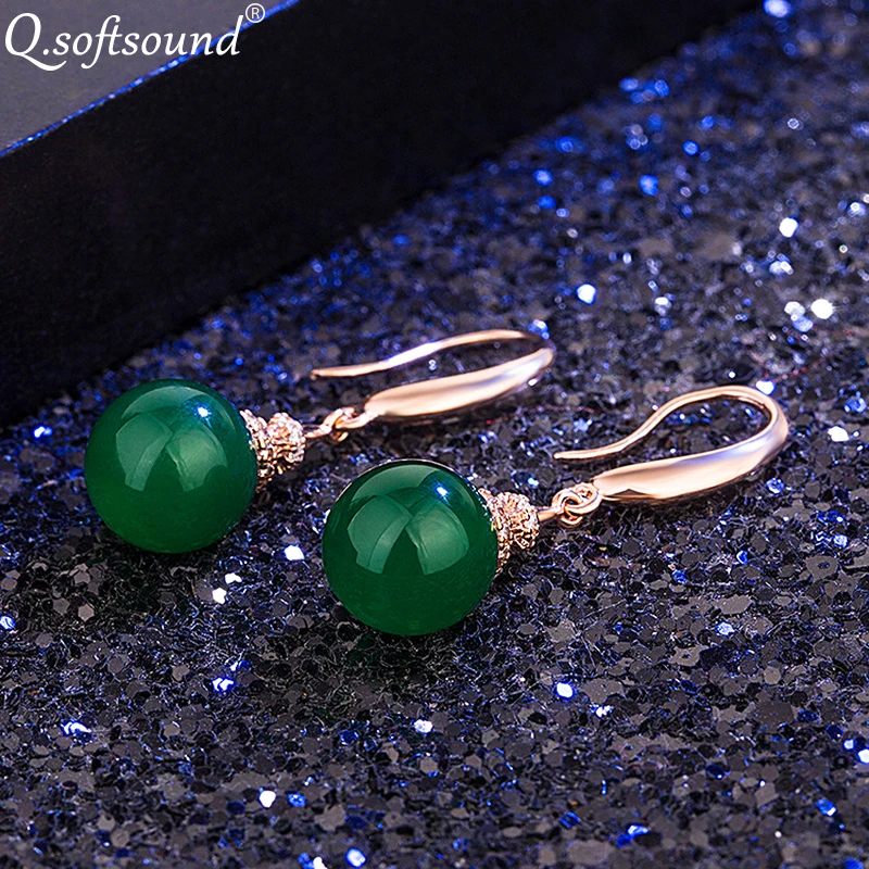 Новый натуральный халцедон висячие серьги для женщин розовое золото Цвет