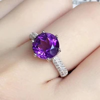 2021 silver new product temperament high end round deep amethyst adjustable ring exquisite fashion for women jewelry wholesale