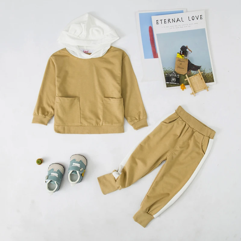 новый 2020 Весна Осень детская одеждаВодолазка сверху+ брюки 2pcs досуг модная