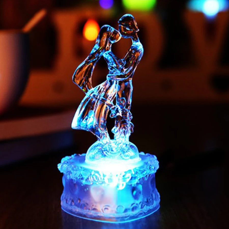 

Lovers acrylic colorful night lights kiss and embrace lovers LED lights Valentine's Day Qixi wedding giftsA433