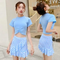 new female 3 color conservative swimsuit female korean version ins wind split two piece hot spring thin swimsuit distribution