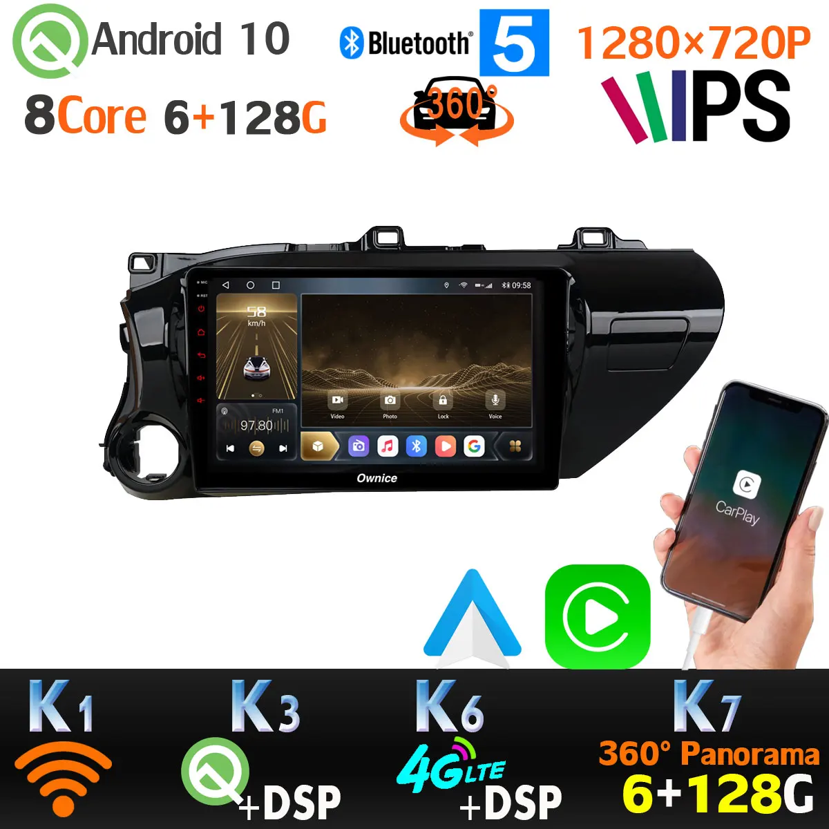 6G + 128G Android 10 0 автомобильный DVD плеер для Toyota Hilux 2016 2017 2018 GPS радио Мультимедиа