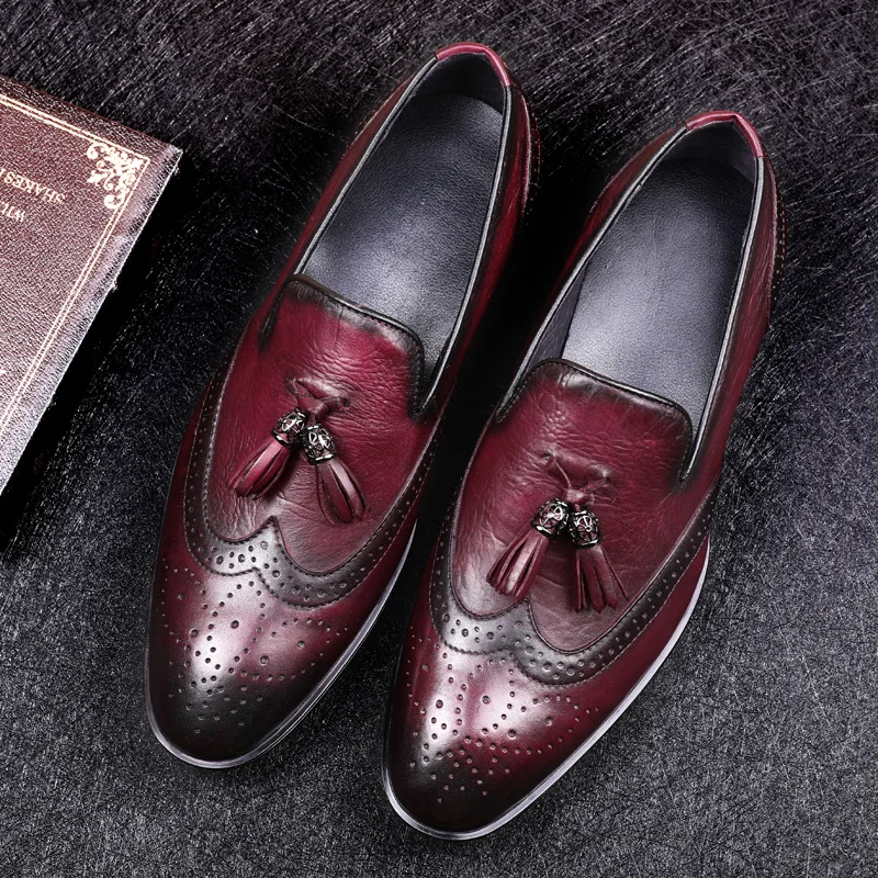 Роскошные современные мужские туфли оксфорды из натуральной кожи броги на