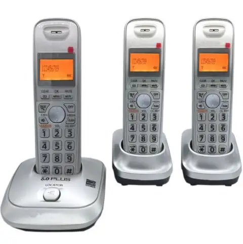 Three handsets Стационарный беспроводной телефон с ответной машиной Handfree, голосовая почта с подсветкой, ЖК-цифровой беспроводной телефон для офиса, дома, бизнеса - Цвет: Three handsets