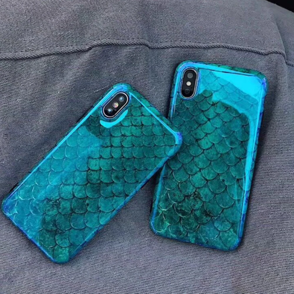 Специальный стиль лазерный синий светящийся рыбья чешуя чехол для телефона iPhone 11