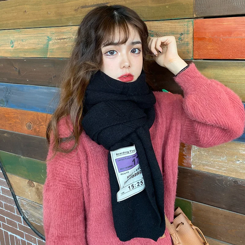 Осень зима 2019 длинный шарф для девочки на день ветра утепленный студенческий