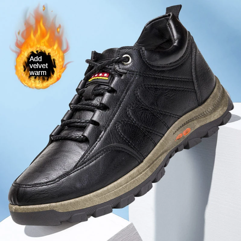 

Men's Boots Winter Artificial Leather Lace-up Ankle Boots Platform Boots for Men Zapatos De Hombre Fashion Designer 2021 New