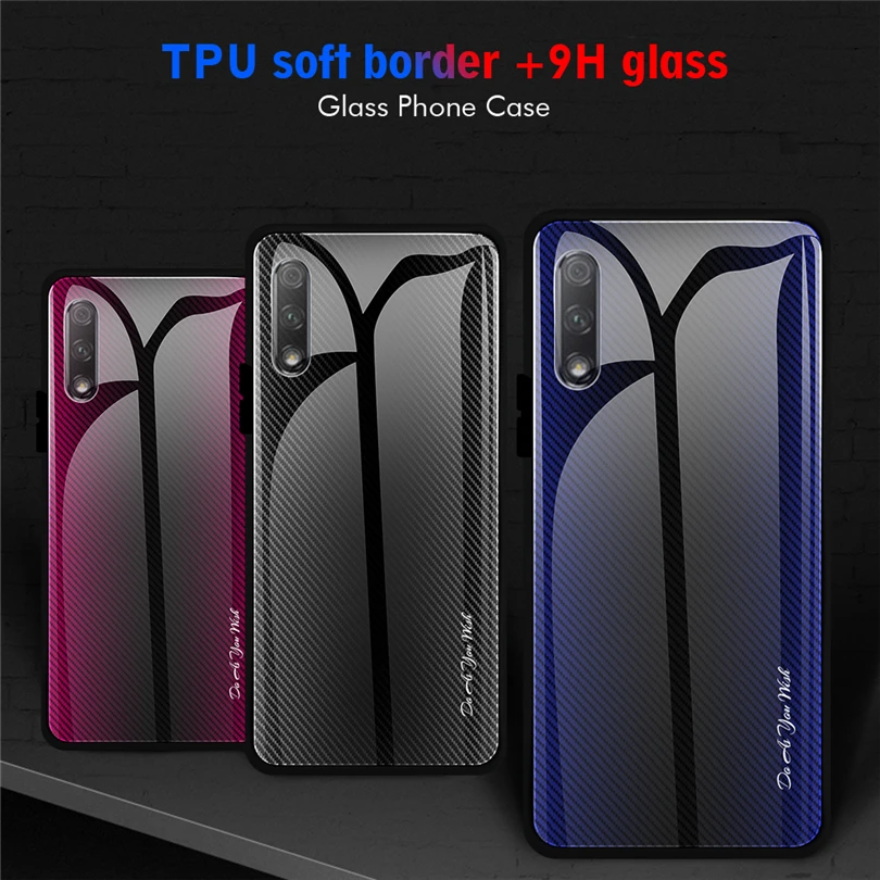 Текстура стеклянная крышка для Huawei Honor 8X 9X 20 градиентный цветной чехол телефона 10