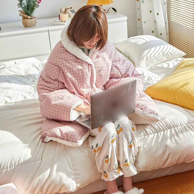 

1 шт., плюшевое покрывало для обеда, с рукавами