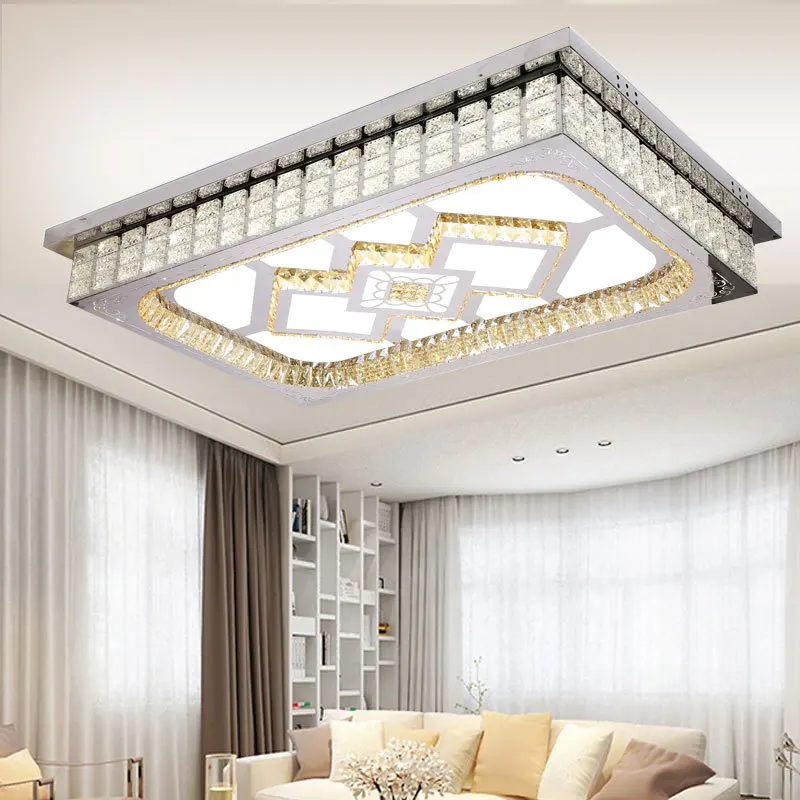 

Living room lamp simple modern led ceiling lamp remote control lamp rectangular crystal lamp atmospheric high-grade household