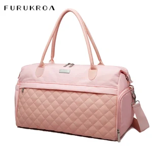 Женские сумки для фитнеса с ромбовидной решеткой, ручная спортивная сумка, многофункциональная Женская нейлоновая сумка на плечо, большие дорожные сумки на выходные, XA778WB