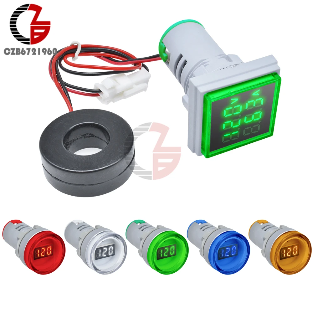 

110V 220V AC Digital Voltmeter Ammeter 50-500V 0-100A Square Round Voltage Current Meter Car Volt Tester Test Gauge Amp Detector