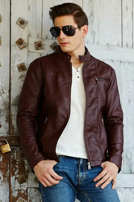 

2020 autumn and winter men's leather Korean version of the self-cultivation Long jacket youth trend Standard Chinese Style