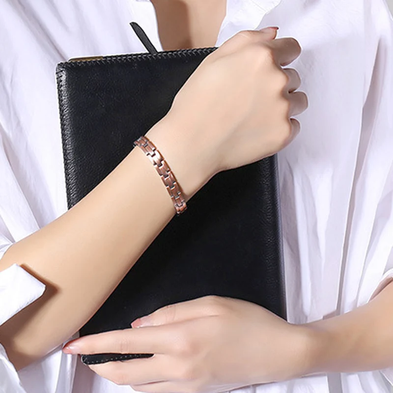 Мужской и женский элегантный браслет из чистой меди энергетический германий