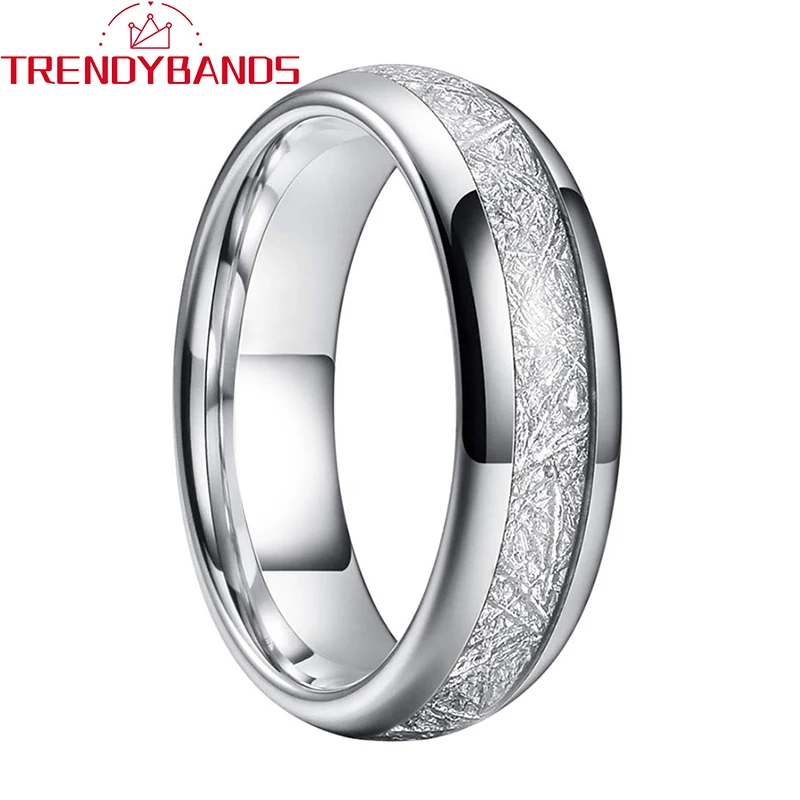 

6mm Meteorite Inaly Tungsten Carbide Rings For Men Women Wedding Band High Polished Shiny Comfort Fit