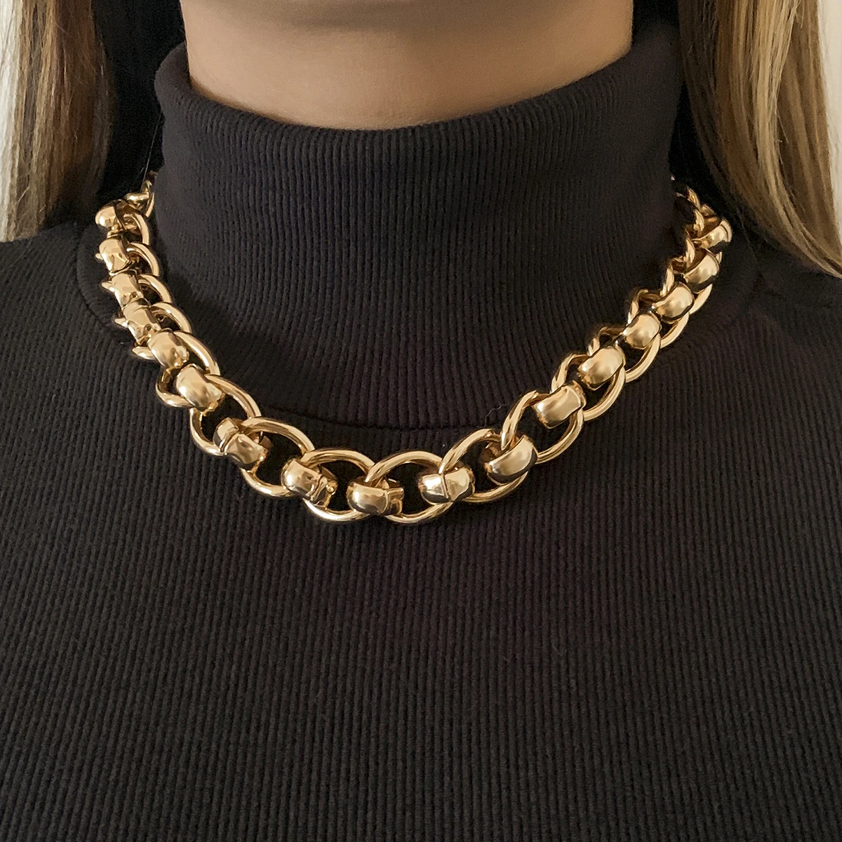 

Ingemark Punk Heavy Metal Chunky Thick Neck Chain Necklace Vintage O Lock Twisted Link Choker Grunge Women Jewelry Steampunk Men