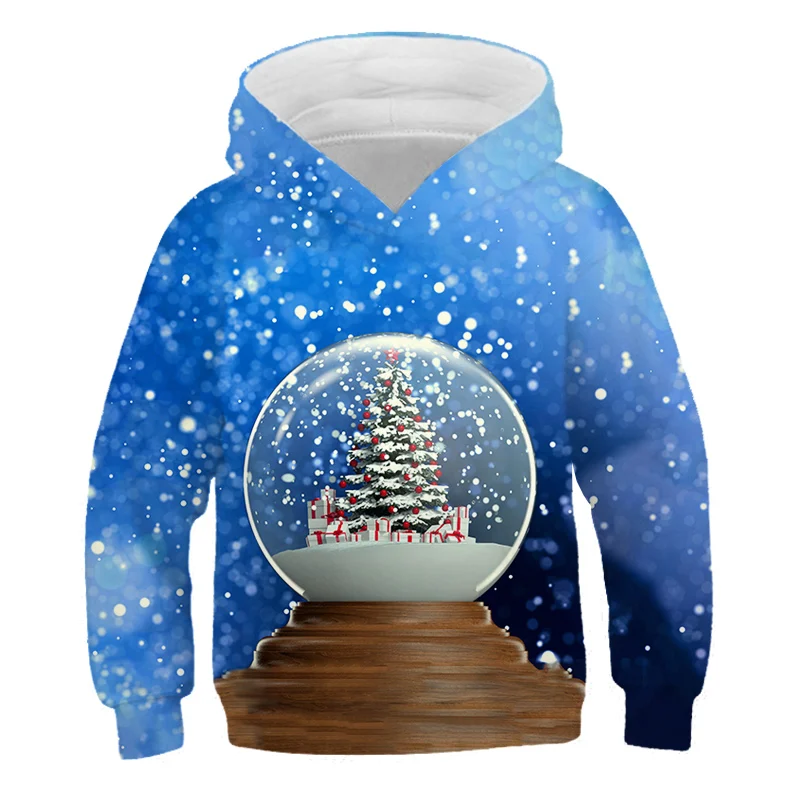 

2021 winter Christmas 3D Boys Girls Hoodies Santa Claus Sweatshirt Hooded Casual Streetwear Autumn and winter fashion Clothes