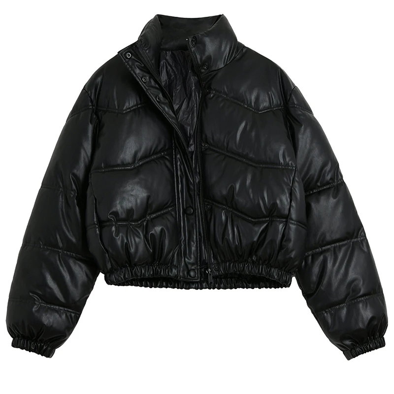 ZCSMLL свободная черная кожаная теплая пуховая куртка большого размера новая