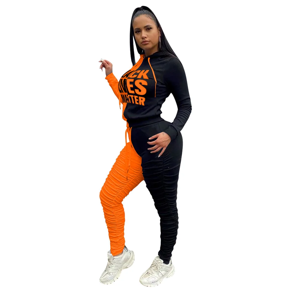 Женские спортивные костюмы толстовка с длинным рукавом и капюшоном принтом