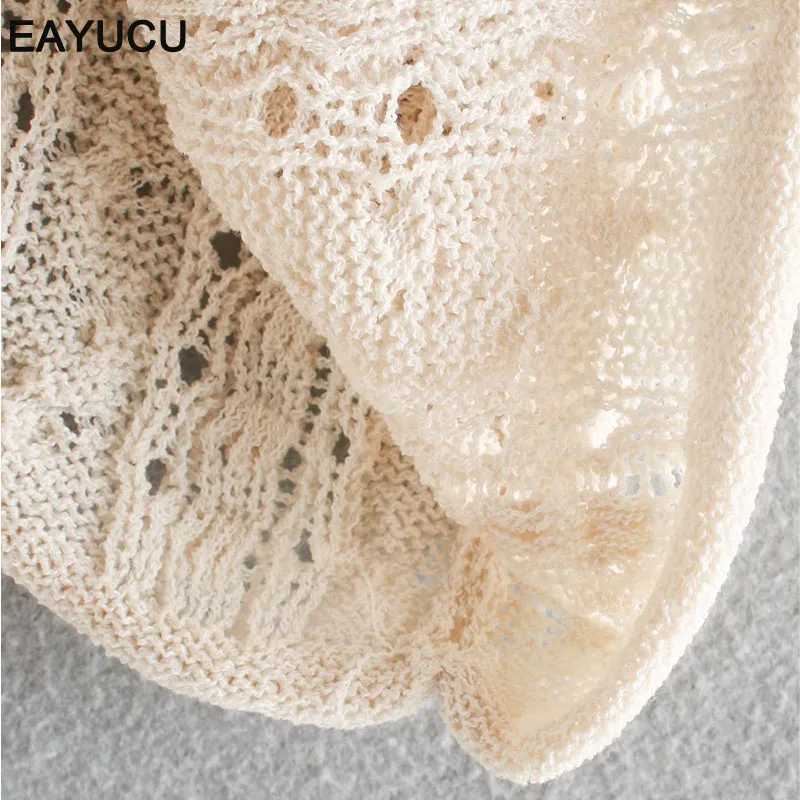 

EAYUCU Chic Women Long Sleeve Hollow Cardigans Sweaters 2020 Autumn Single Breasted Knitted Female Sweater Coat ET085