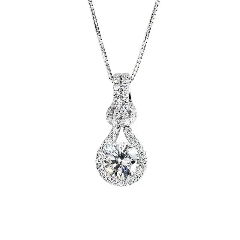 

S925 Sterling Silver White VS1 Diamond Pendant Necklace Chain Fine Naszyjnik Silver 925 Jewelry Collares Joyas Necklace Women