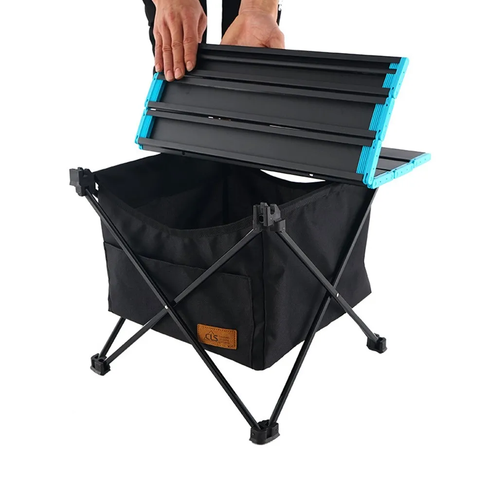 Portable Folding Table Ultralight Storage Basket Outdoor Camping Fishing Hanging Bag Mesh Garden Party Picnic BBQ Dinner Desk