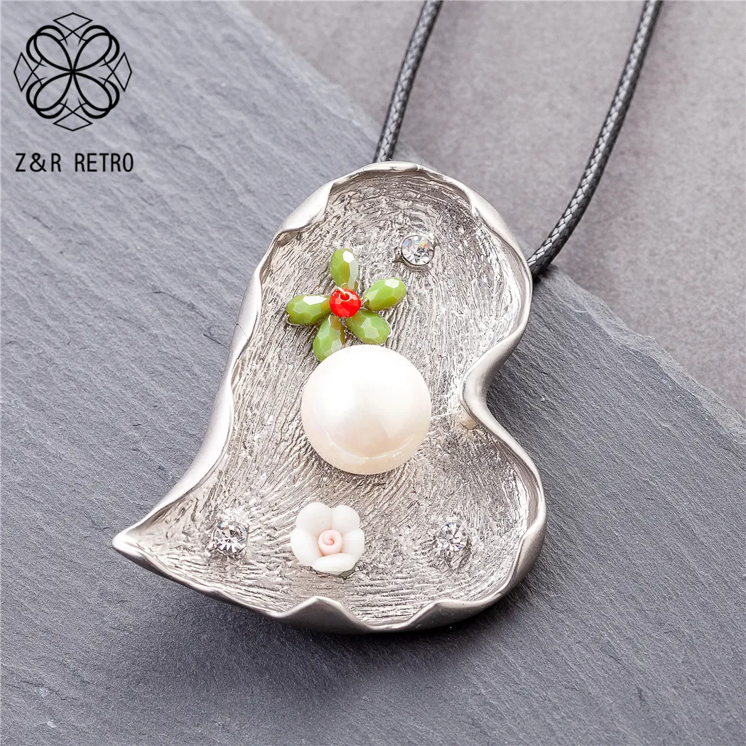 Длинное ожерелье с листьями серебряного цвета для женщин Винтажные Ювелирные