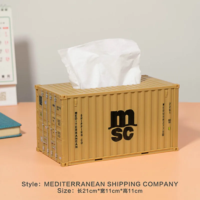 

Shipping Container Model Tissue Box Antique Classical Container Model Case Box Retro Wrought Handmade Crafts for Home Decoration