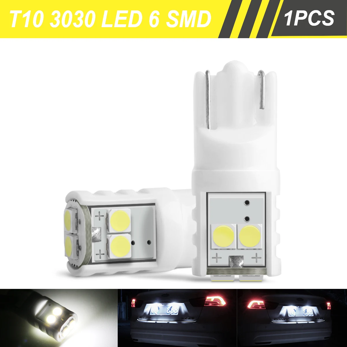 

Светодиодная лампа T10 W5W 194 3030 6 SMD, аксессуары для автомобильного интерьера, подсветка номерного знака, купольная лампа для чтения, парковочн...