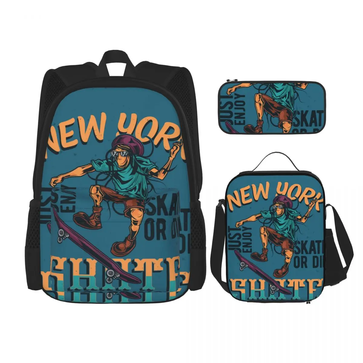 

3pcs/set Reggae Man Skateboard Backpacks School Bags for Boys Girls Students Travel Bag Casual Mochila