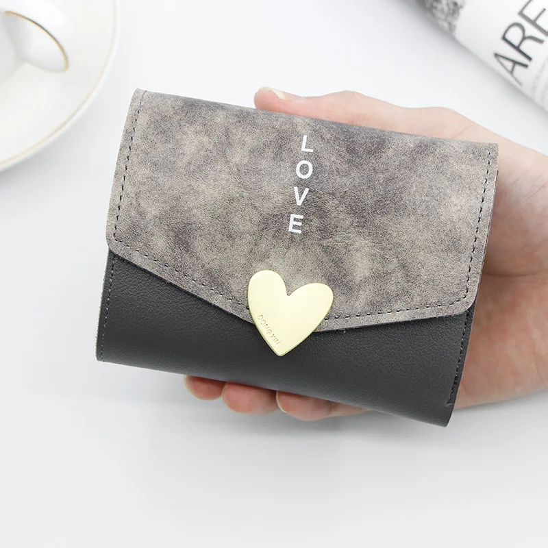 Хит Корейская версия Женский кошелек короткое сердце маленькая емкость короткий