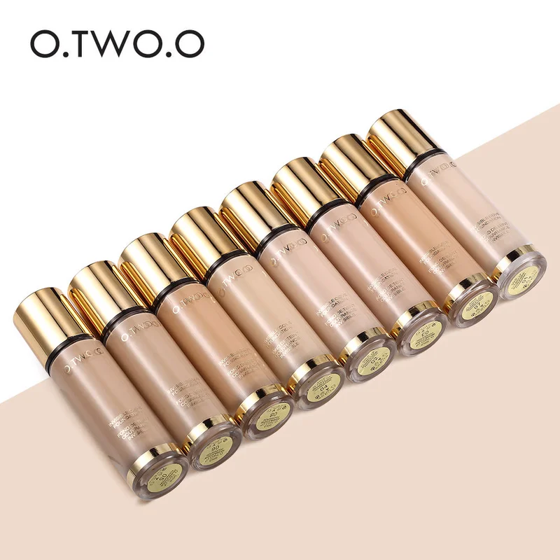 

O.TWO.O 8 Colors Gold Liquid Foundation Oil Control Whitening Concealer Moisturizer Full Coverage Face Makeup Base Cream 9983