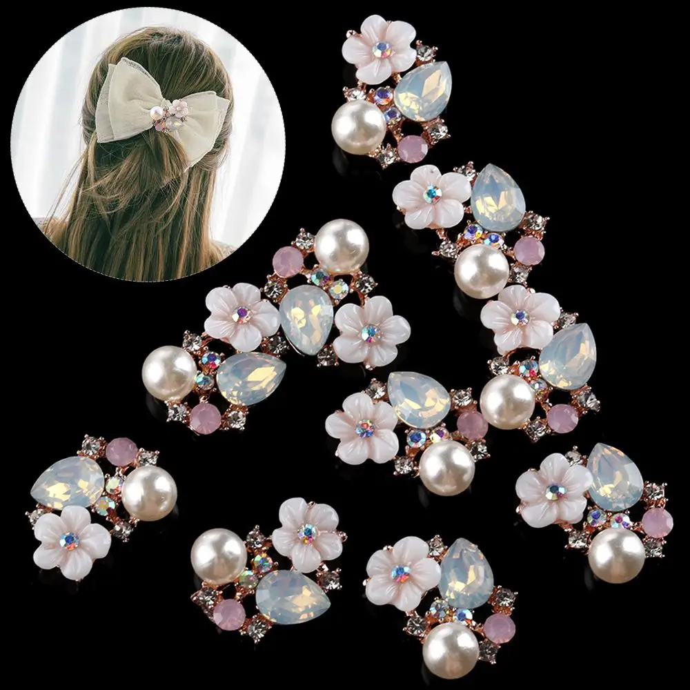 

Plating Flatback Clothing Decoration Sewing Accessories Rhinestone Button Pearl Hairpin Garment Buckle Flower Buttons