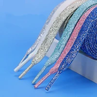 1pair colorful flat shoe laces for athletic running sneakers shoes boot strings fashion glitter shoelaces 1 cm width shoelace