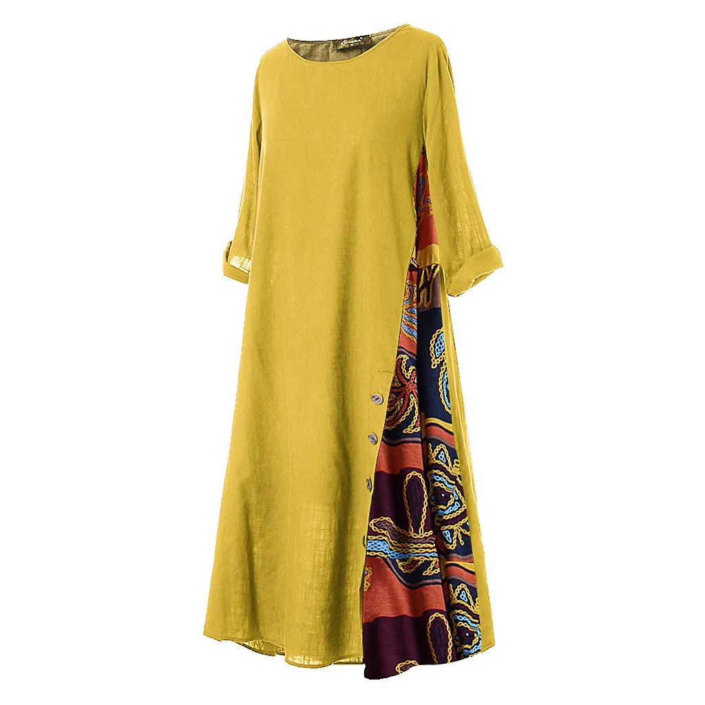JAYCOSIN Платье женское повседневное лоскутное с рукавами o образным вырезом на