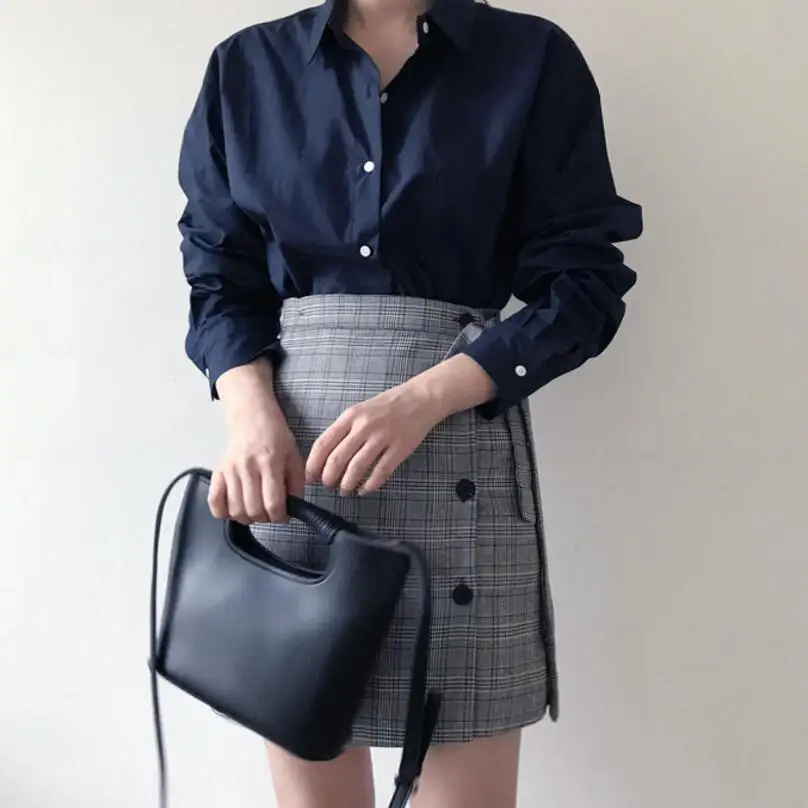 Повседневная мини-клетчатая юбка для женщин 2019 летняя новая Корейская полосатая
